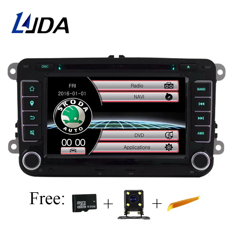 LJDA Two Din 7 Inch font b Car b font DVD Player For Skoda Octavia Fabia