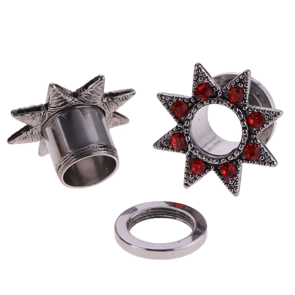 1 Pair Stainless Steel Screw Ear Gauges Flesh Tunnels Plugs Expander 6/8/10/12/14/16/18mm 7 Sizes