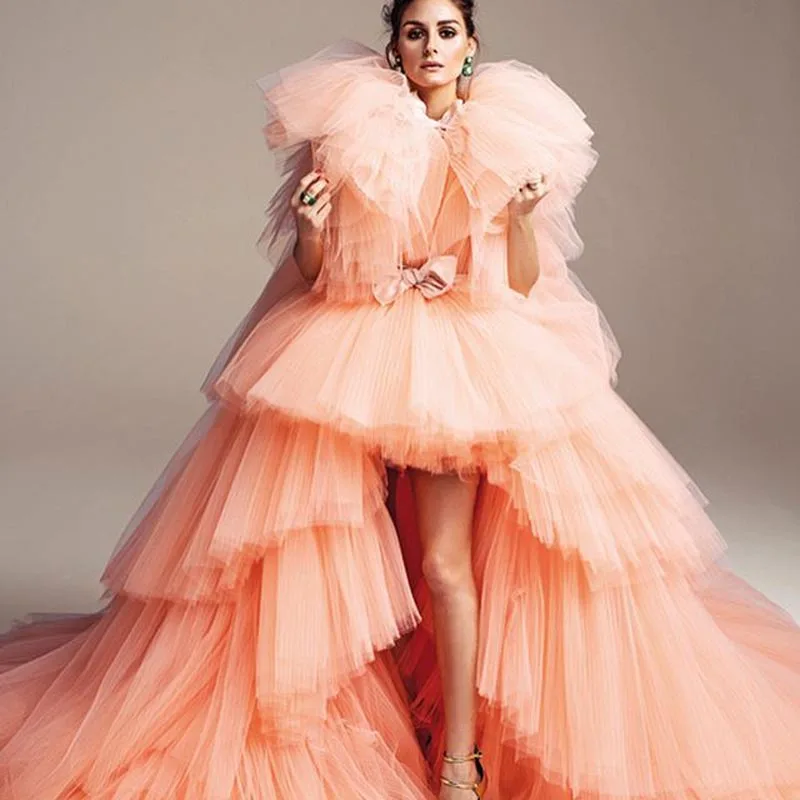 

High End Long Prom Gowns Custom Made Gorgeous Evening Gowns Hi Low Formal Dresses vestido longo robe de soiree 2019