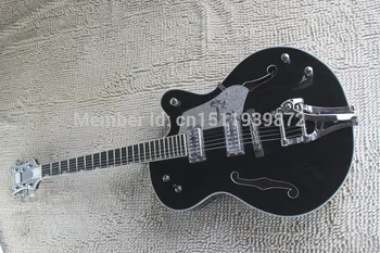 Top quality Korean Tuners Gretsch Falcon 6120 JAZZ Semi Hollow tiger flame body with Bigsby Tremolo black Electric Guitar