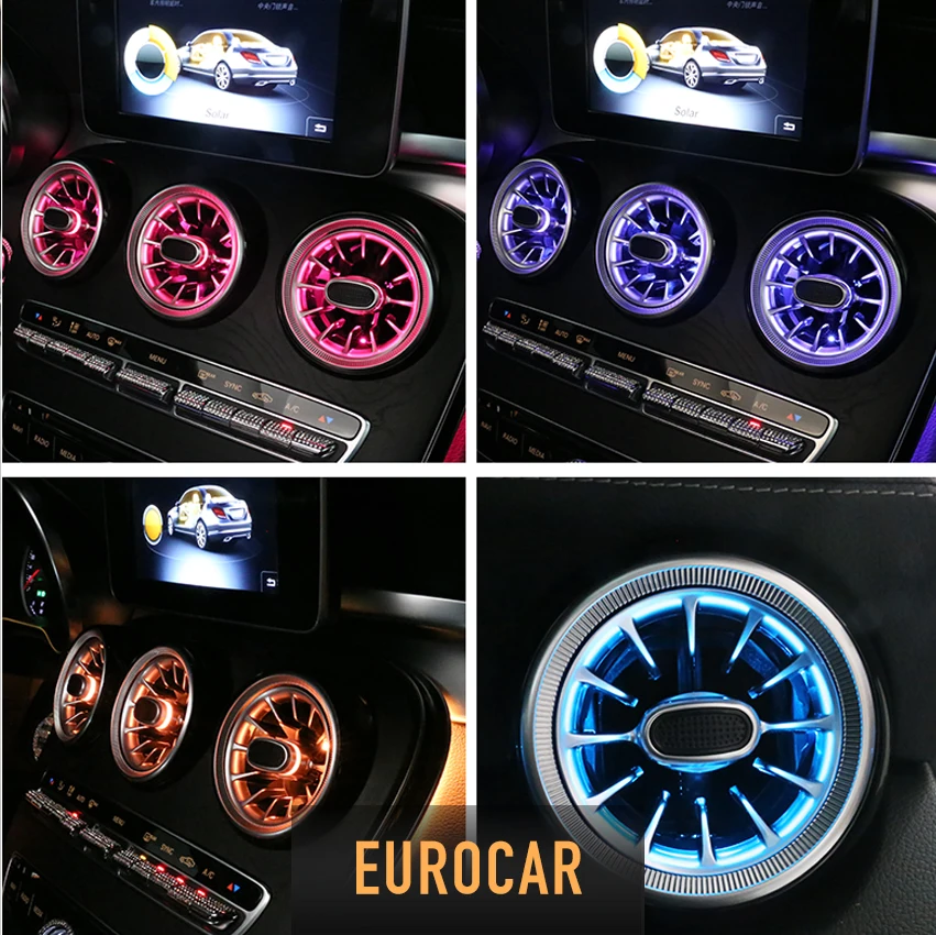 

W205 GLC X253 W213 Air vents Ambient Lights for mercedes C class GLC class and E class 3 colors 64 colors 5pieces 2016-2019