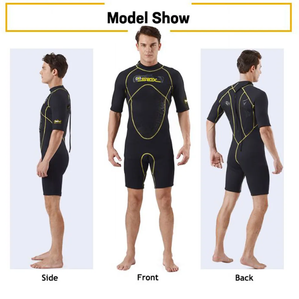 

SLINX 1103 Men 3MM Keep Warm Diving Suit Sunblock One-Piece Short Sleeve Wetsuit Neoprene Scuba Anti UV Winter Swim Surf Wetsuit