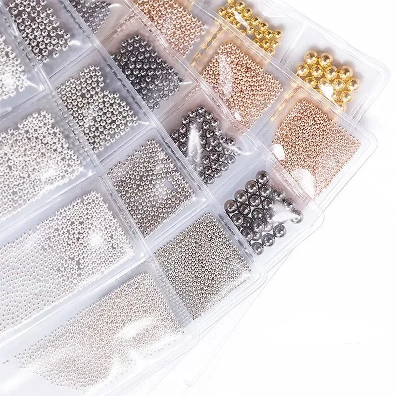 

six sizes for nail art steel beads 0.8mm,1mm,1.2mm,1.5mm,2mm,3mm 25g packing