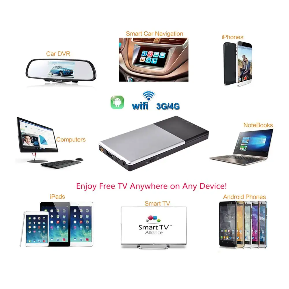 satellite tv receiver DVB-t2 HD Wireless TV Box Mobile TV Box DVB-T/T2 Mobile Digital TV Receiver Portable FOR iOS/Android