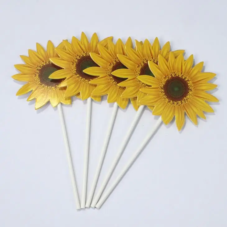 Kawaii цветы подсолнуха бумажный торт кекс Toppers Picks Детские вечерние украшения на