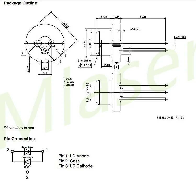 450nm 1,6 Вт синий лазерный диод D5.6mm OSRAM PLTB450B/TO56