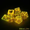 Bescon Glowing Halloween Polyhedral Dice 7pcs Set, Luminous Halloween RPG Dice Set, Glow in Dark Halloween DND Game Dice 6