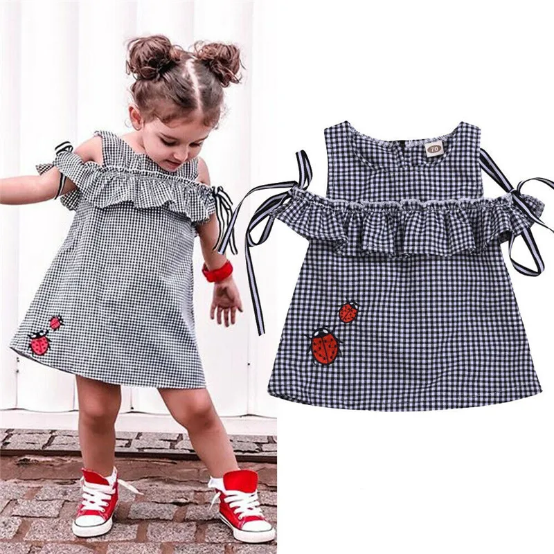 Kids Dresses For Girls 0-24M Newborn Toddler Plaid Dress Pageant Party Tutu Outfits Clothes Baby | Мать и ребенок