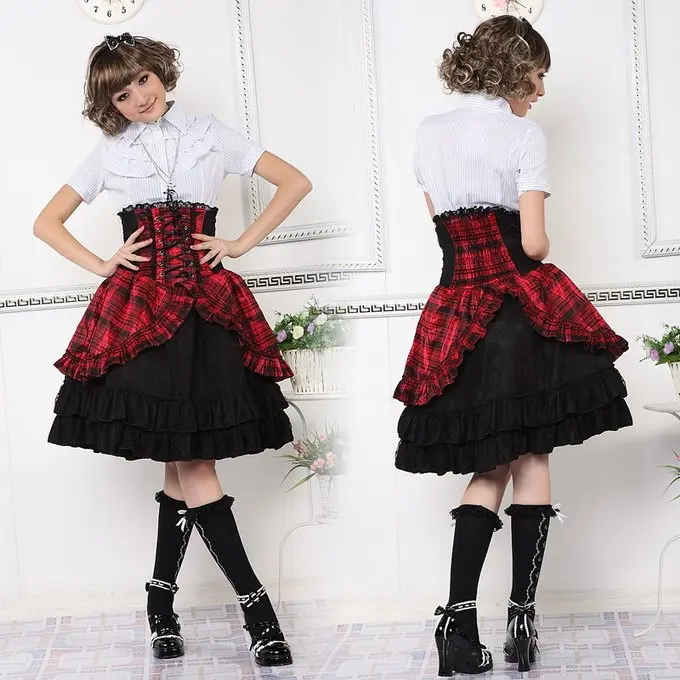 Visual Punk Gothic High waist Corset Skirt에서Visual Punk Gothic High