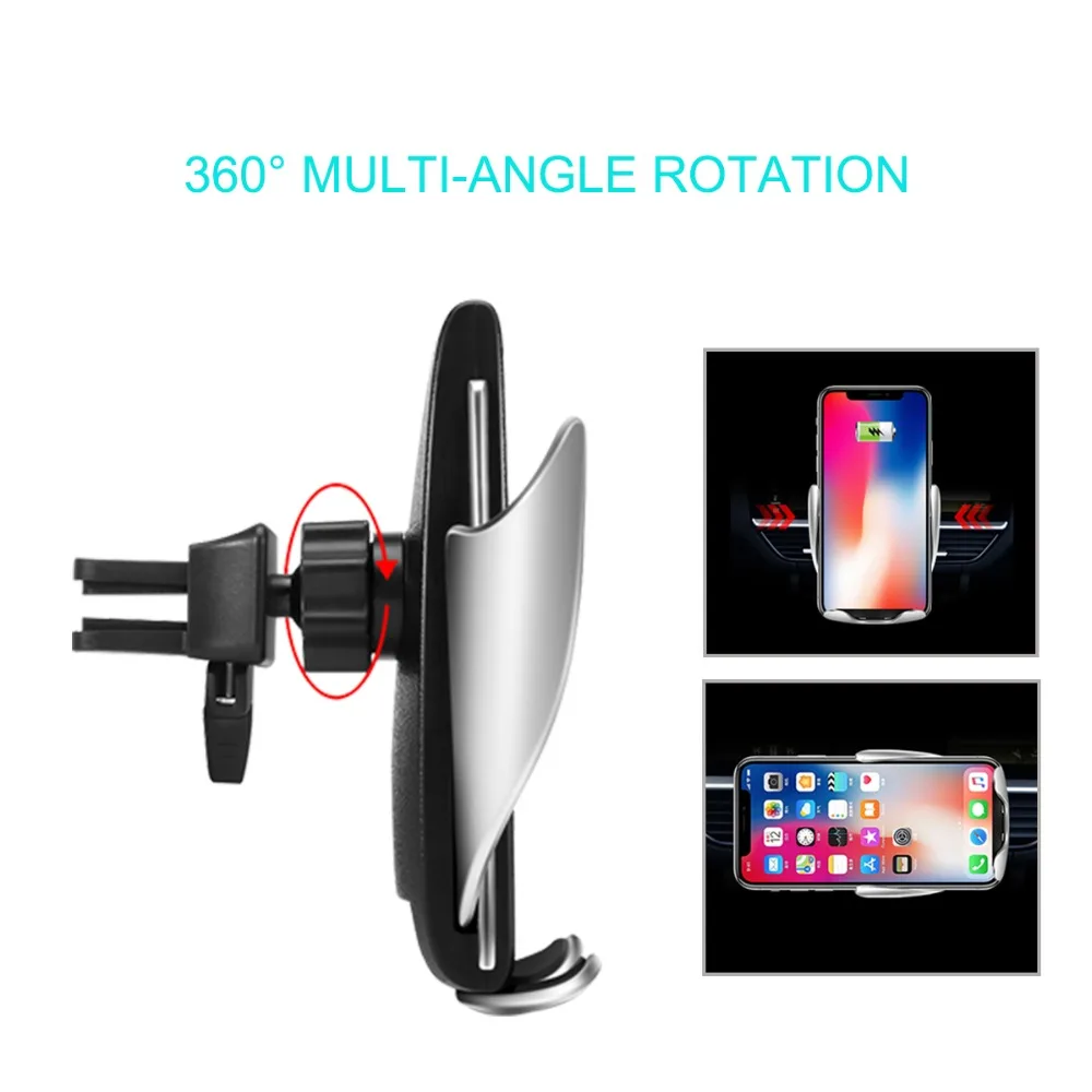 360 Вращение быстрая Беспроводная зарядка Автомобильный держатель для телефона Qi автомобильное беспроводное зарядное устройство для iPhone Xs Max XR X samsung Xiaomi Универсальный