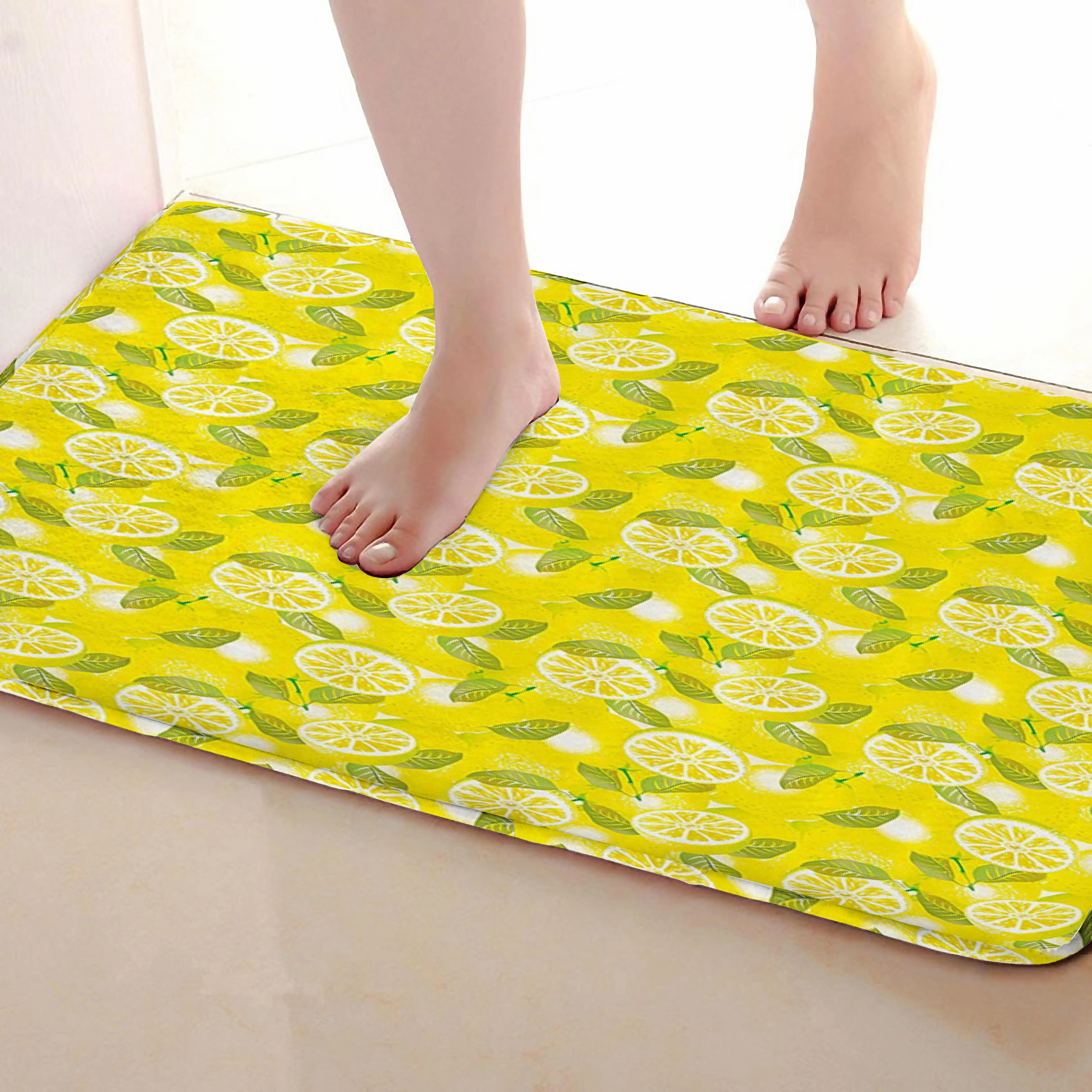 Lemon Style Bathroom Mat,Funny Anti Skid Bath Mat,Shower Curtains