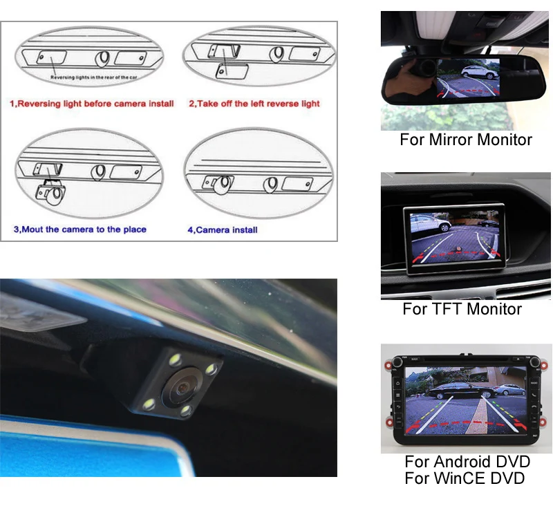 HD CCD 94*41*56,5 мм динамическая траектория для Ford Mondeo Focus Fiesta CHIA-X 170 градусов переключатель багажника автомобиля парковочная камера заднего вида