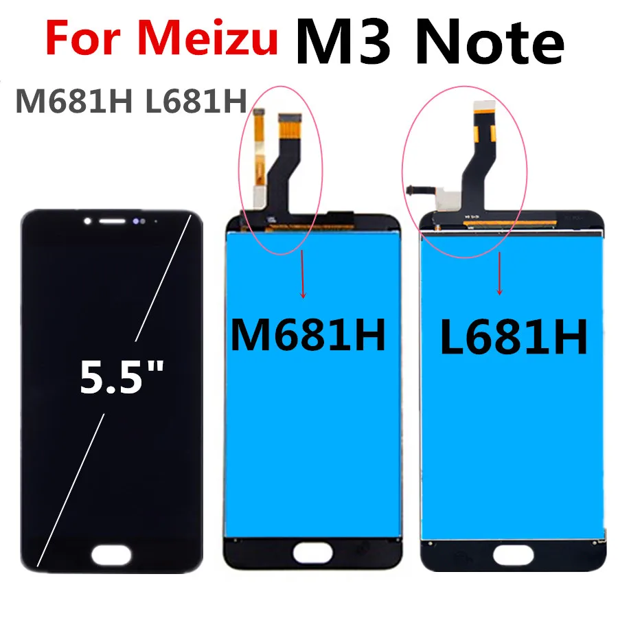 Для Meizu M3 note lcd L681H M681H M681Q ЖК-дисплей с сенсорным экраном дигитайзер в сборе 5 &quotдля