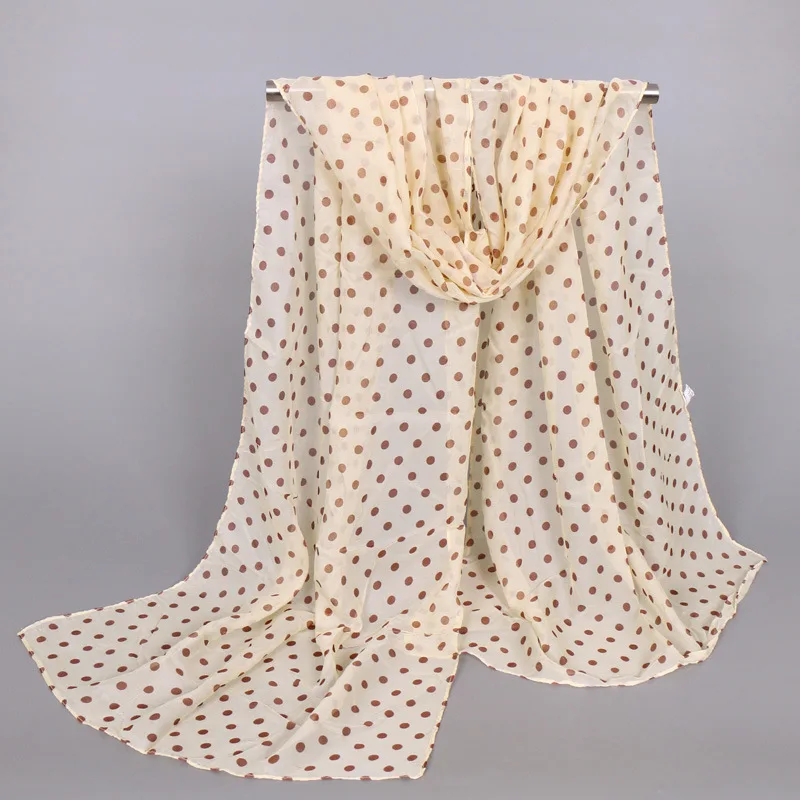 ZFQHJJ Модный женский шифоновый шарф в горошек с принтом хиджаб шарф платок головной убор Sciarpa и Mujer палантины шарфы