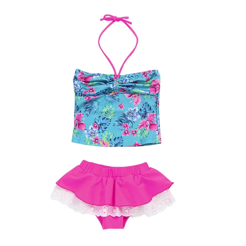 2Pcs Infant Kids Baby Girls Swimwear Straps Swimsuit Bathing Bikini