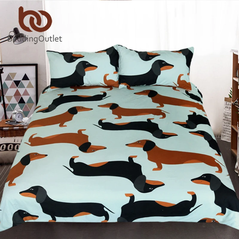 Beddingoutlet Kartun Anjing Set Tempat Tidur Lucu Dachshund Sosis