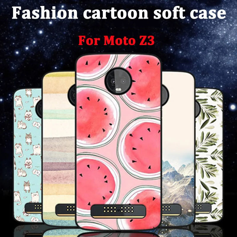 Чехол для Moto Z3 Модный мягкий чехол с мультипликационным принтом телефона Z 3 coque