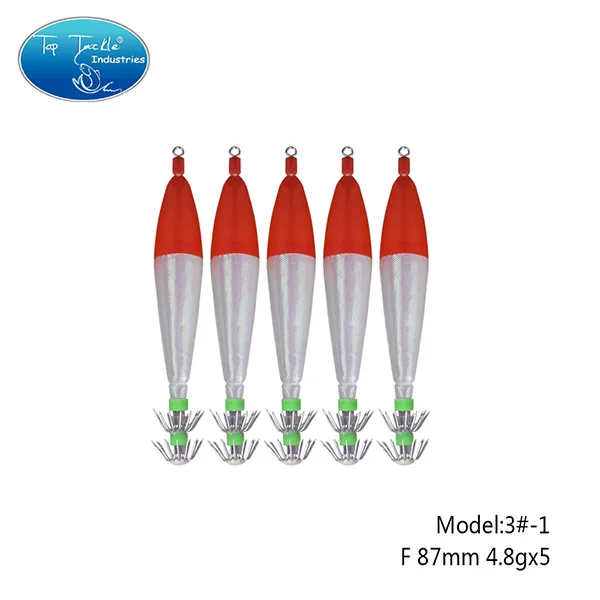Пластиковый светящийся хвост крючок для наживки крючок соленой воды рыболовная приманка для осьминог, каракатица - Цвет: F87mm4.8g Q3.0-5pcs