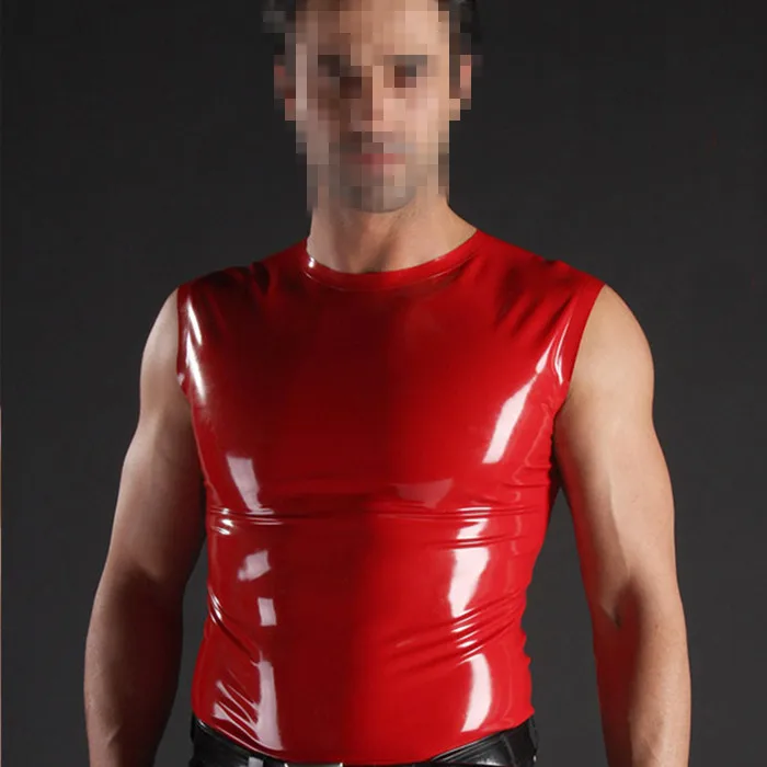 red sleeveless t shirt