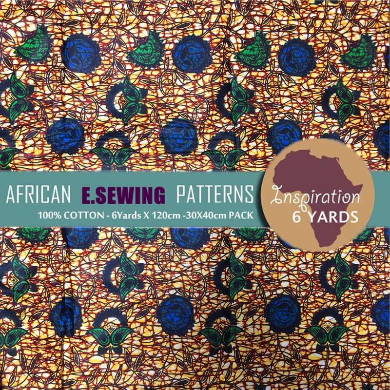 Esewing новейшая angelina ankara африканская восковая ткань 100% хлопок 6 ярдов модное