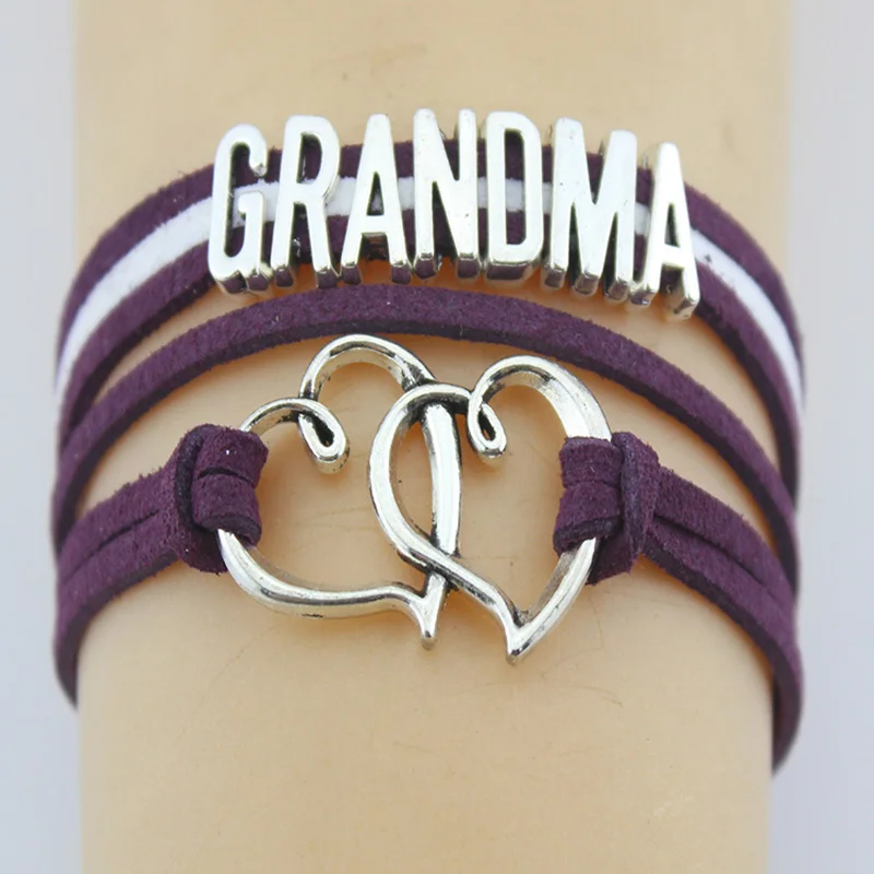 Бесконечность со словами &quotLove grandma&quot браслеты сердце очарование ручной работы