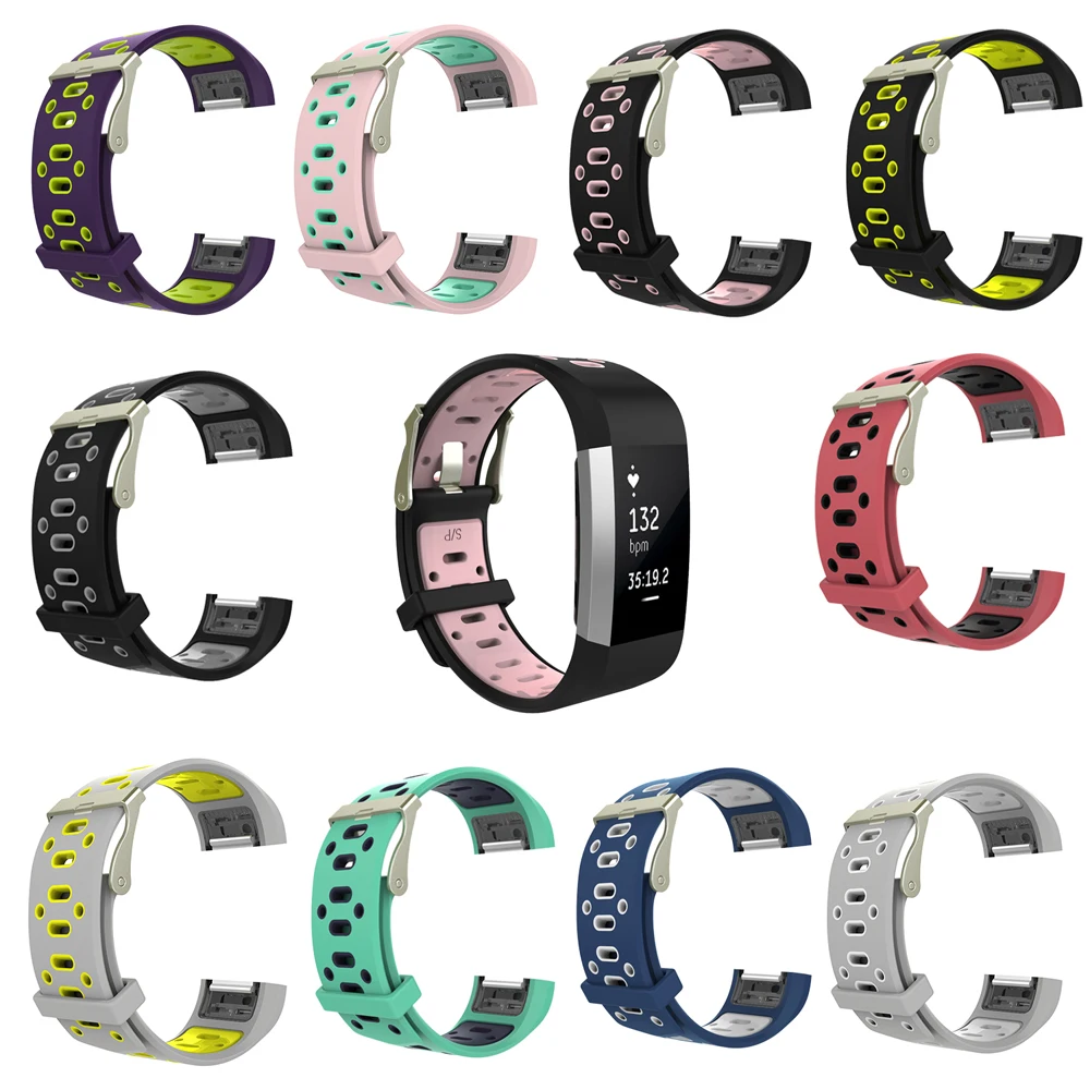 

Valdus Colorful Strap Replacement Silicone Wriststrap Accessories for Fitbit Charge 2 Smart Bracelet Wristband Wrist Accessories