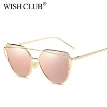WISH CLUB Sunglasses Women brand Gradient Ocean Lens Cat Eye Sunglasses Ladies Alloy Full Frame Sun Glasses oculos de sol UV400
