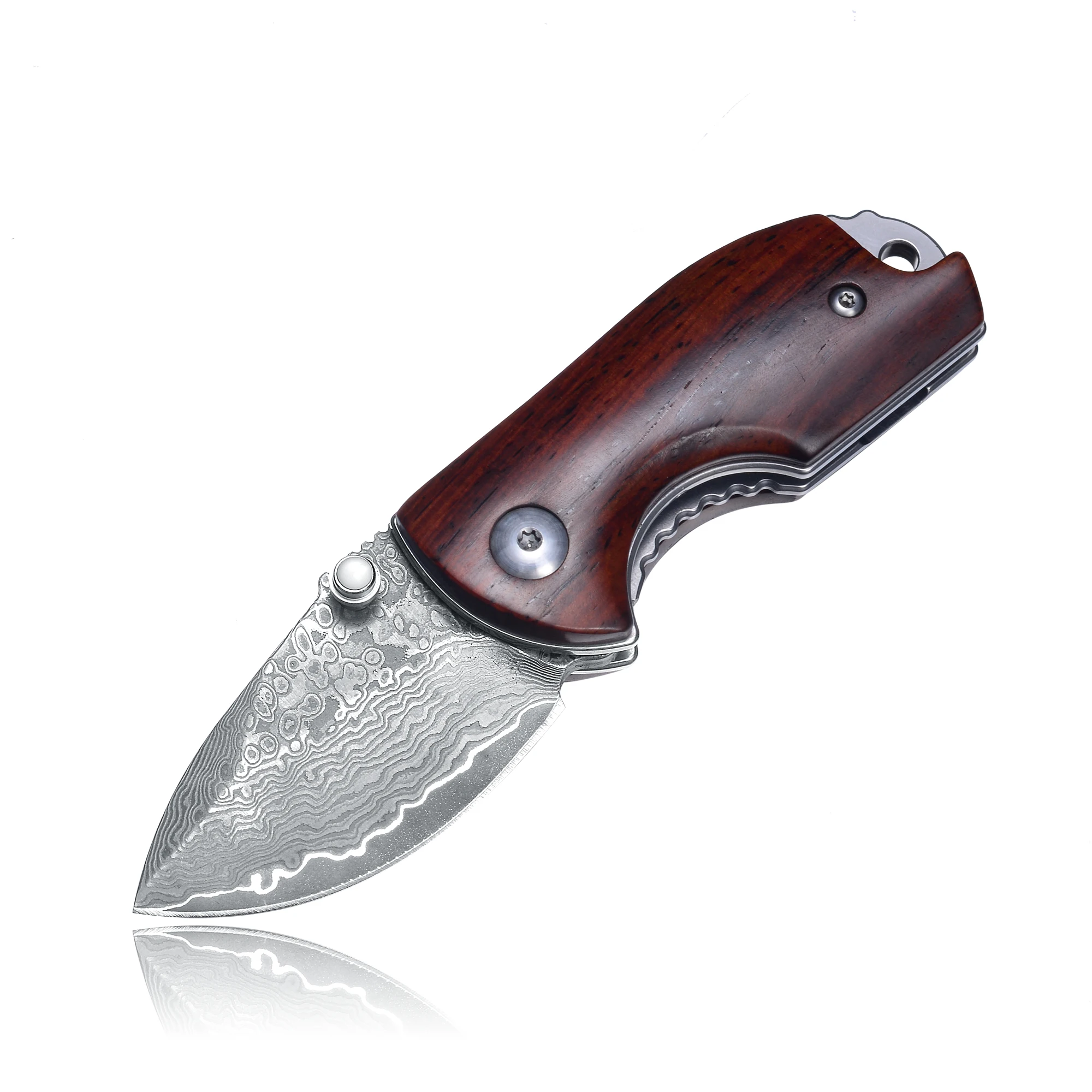 

KUBEY DM096 Pocket Knife with Wooden Handle Razor Sharp Blade Safety Folding Outdoor Camping Knife Tool, Small Size