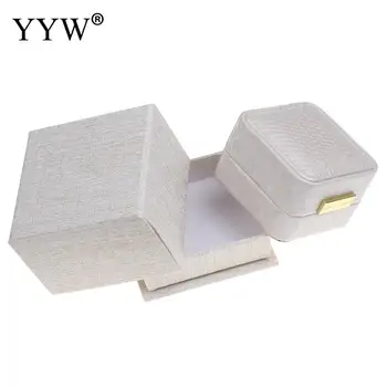 

YYW Cardboard Single Ring Box with PU & Velveteen & Zinc Alloy, Square, Gold-color, khaki, 68x45x68mm, Sold By PC