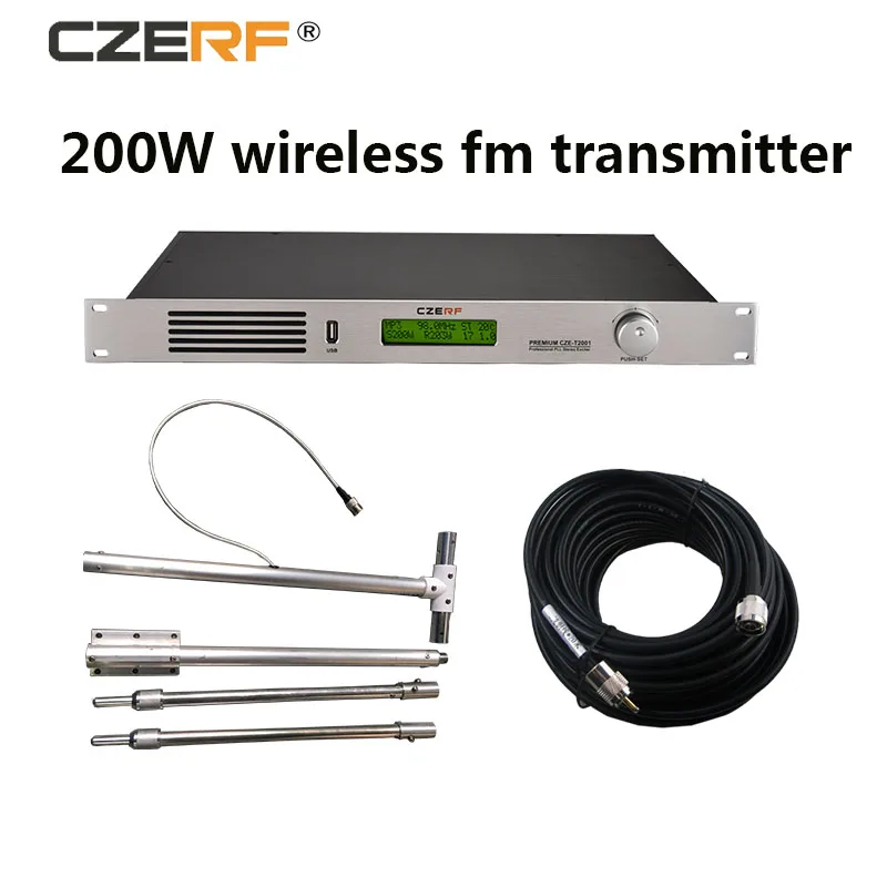 CZE T2001 200 Вт компактный fm трансмиттер вещания 87 5 108 МГц с 1/2 волновой дипольной