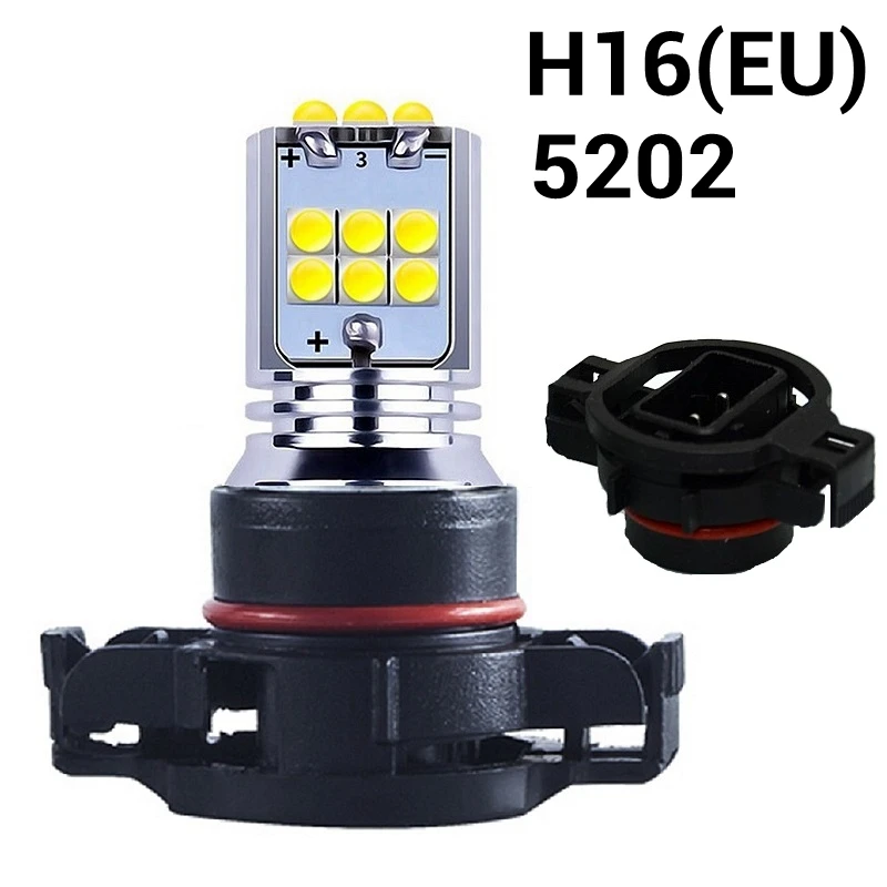 H16 PSX24W 5202 Super Bright LED Auto Front Fog Lamp Car Anti Fog Light Driving Bulb 6000K White 3000K Yellow 1 Piece