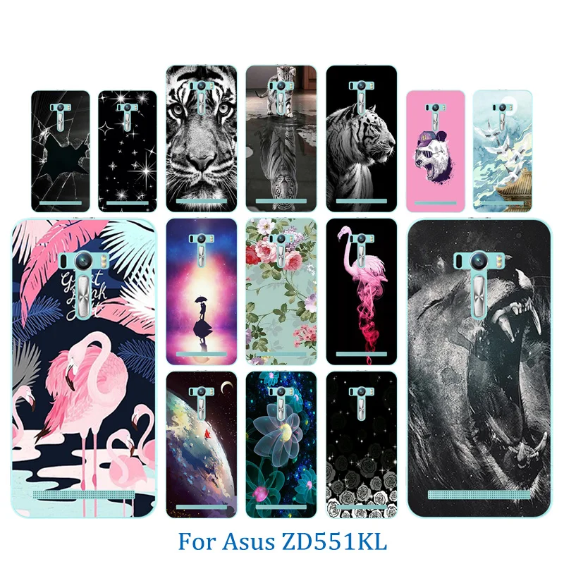 Чехол для телефона Asus Zenfone Selfie ZD551KL с тигром Мягкая силиконовая задняя накладка из
