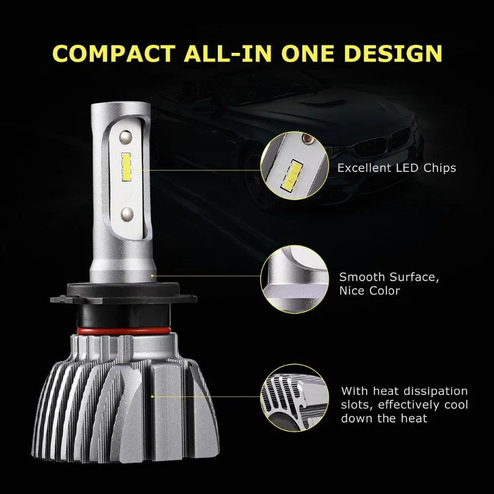 Oslamp H7 Автомобильный светодиодный фары для авто светильник 50 Вт 8000lm 6500 к с чипом CSP