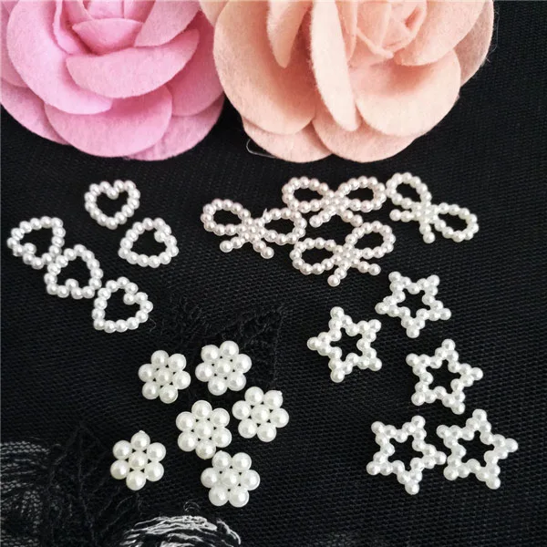 New 2/4/6/8mm ABS Imitation Pearl Bow Pentagram Peach Heart Flower DIY Accessories Cheap Wholsale Flat Bottom Patch | Украшения и