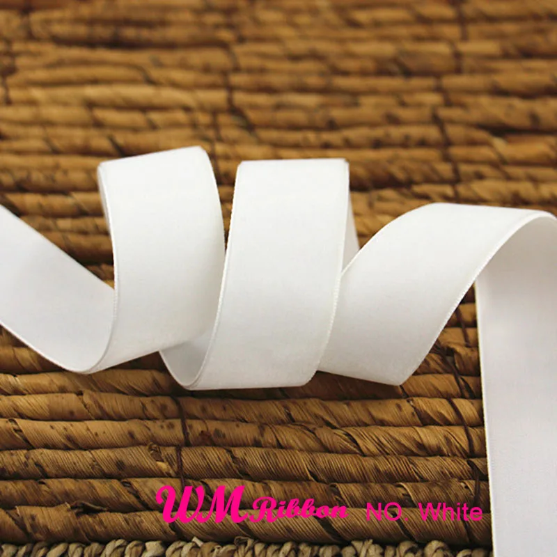 white velvet ribbon 7/8 дюймов 22 мм односторонняя нейлоновая без эластичная бархатная лента сплошной цвет DIY аксессуары для повязка на голову - Цвет: white velvet ribbon
