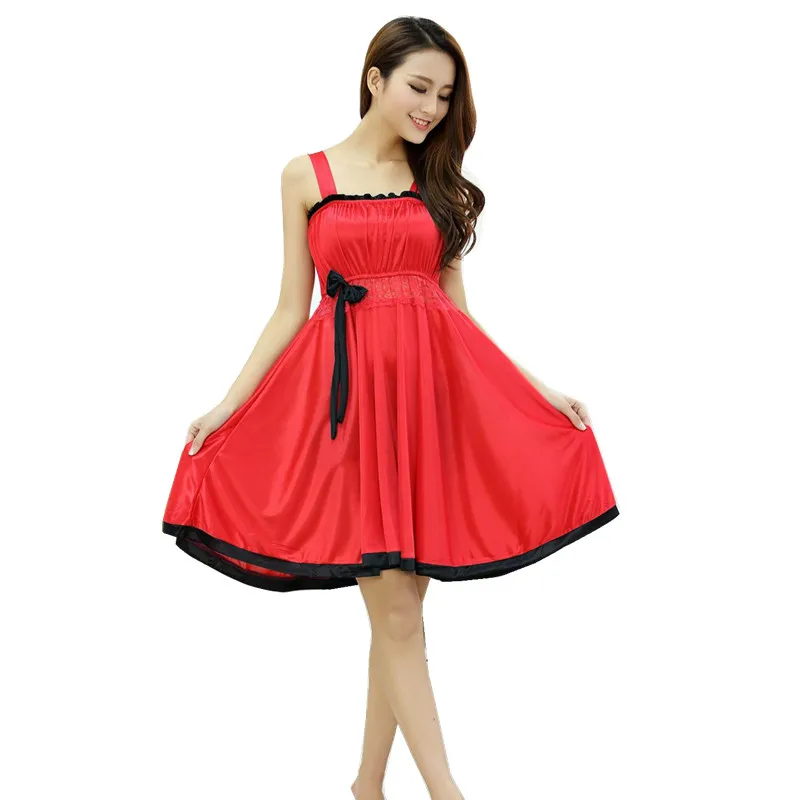 Women Summer Candy Color Spaghetti Sleepwear Women's Nightgown Plus