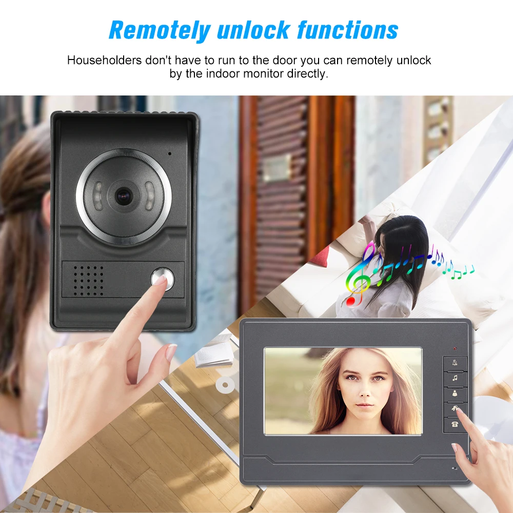 7 дюймовый TFT LCD цветной видео телефон двери с 1 * внутренний монитор (серый)