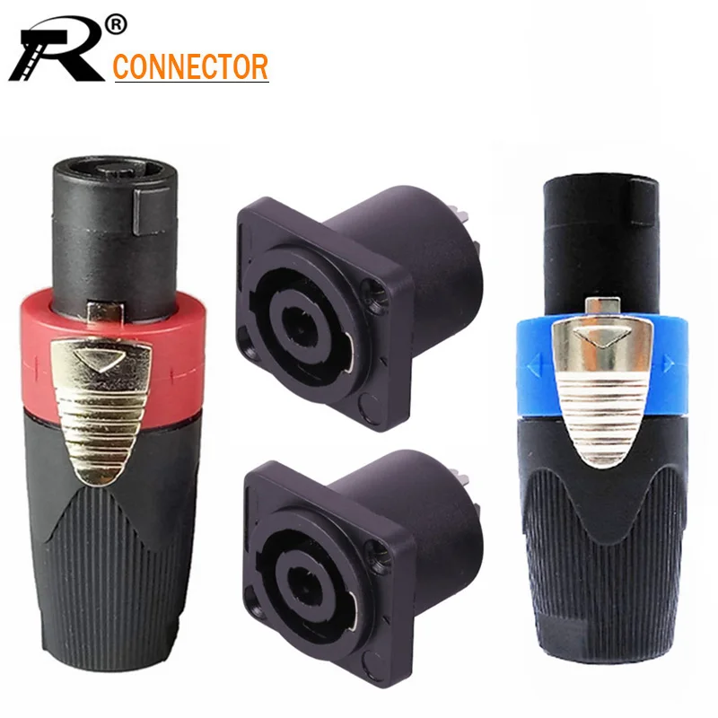 

5Sets 4 Pin Speakon NL4FC Male Plug+Female Panel Mount 4 Pole Power Plug for Loudspeaker Amplifier Speaker Powercon Connector