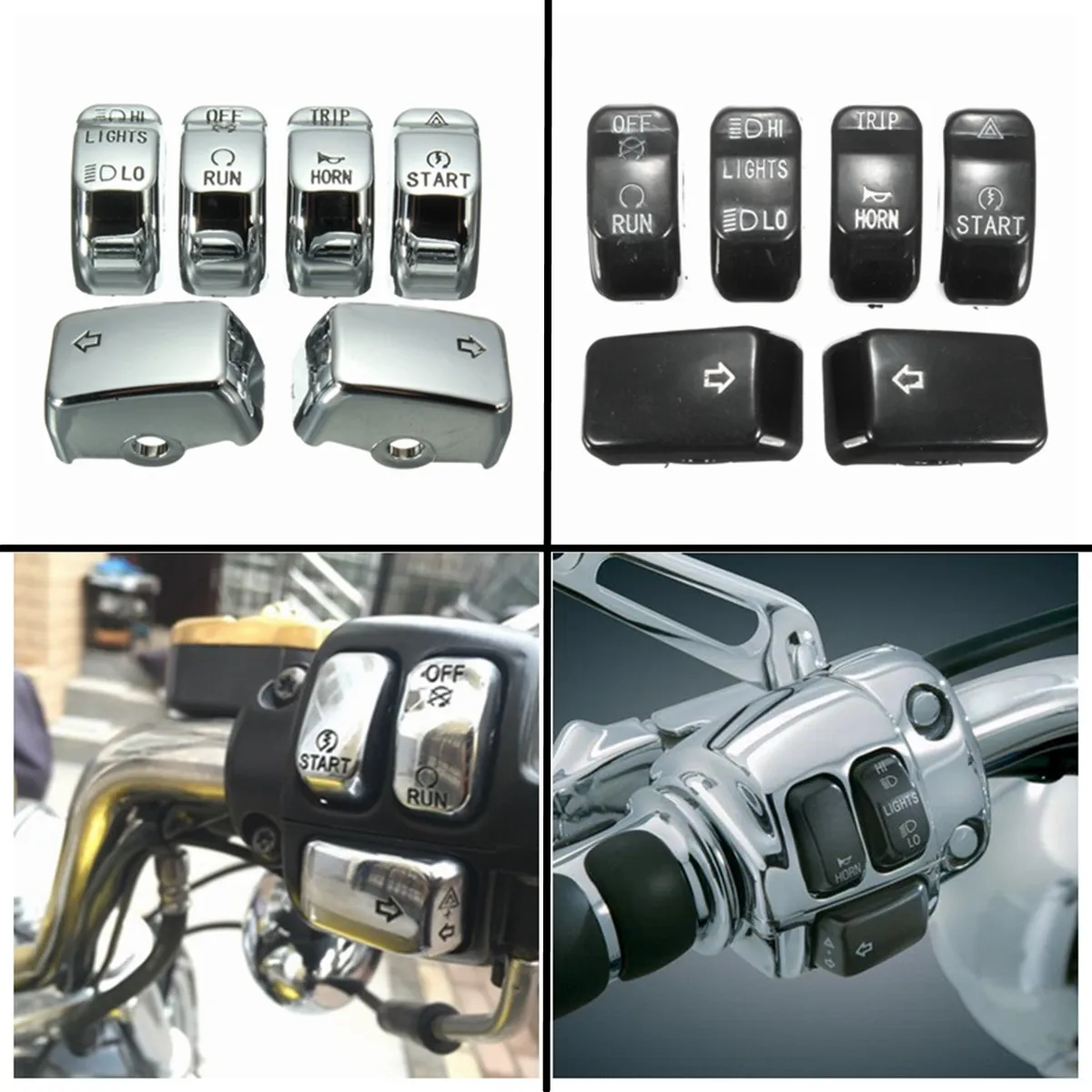 Motorcycle Control Switch Cap Button Cover Kit for Harley Dyna Softail