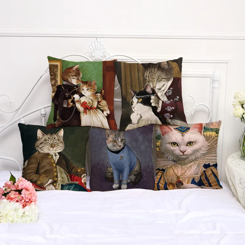 Animal Sofa Pillow Case Cotton Linen Fashion Throw Cushion Cover Home Decor 