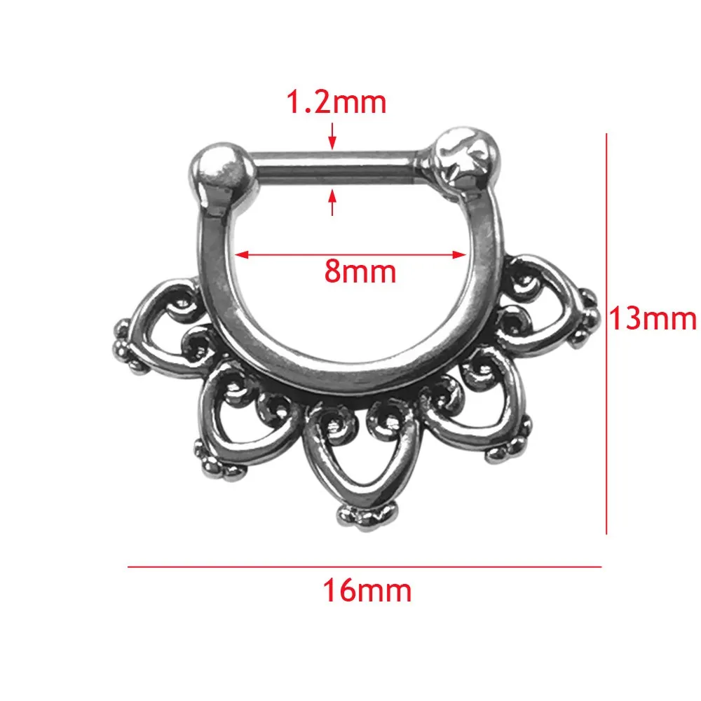 1Piece Retro Septum Nose Rings Antique Silver Women's Nose Ring 1.2mm 16G Piercing Body Jewelry For Girls High Quality New 20164