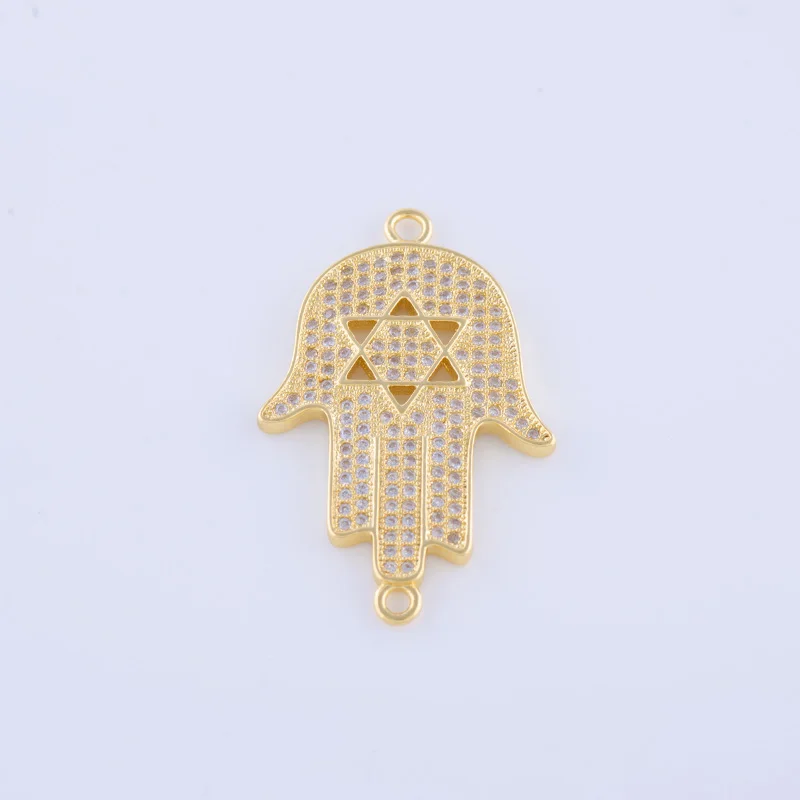 5 pieces Jewelry Vintage Zircon Hamsa Hand Charms For Jewelry Making