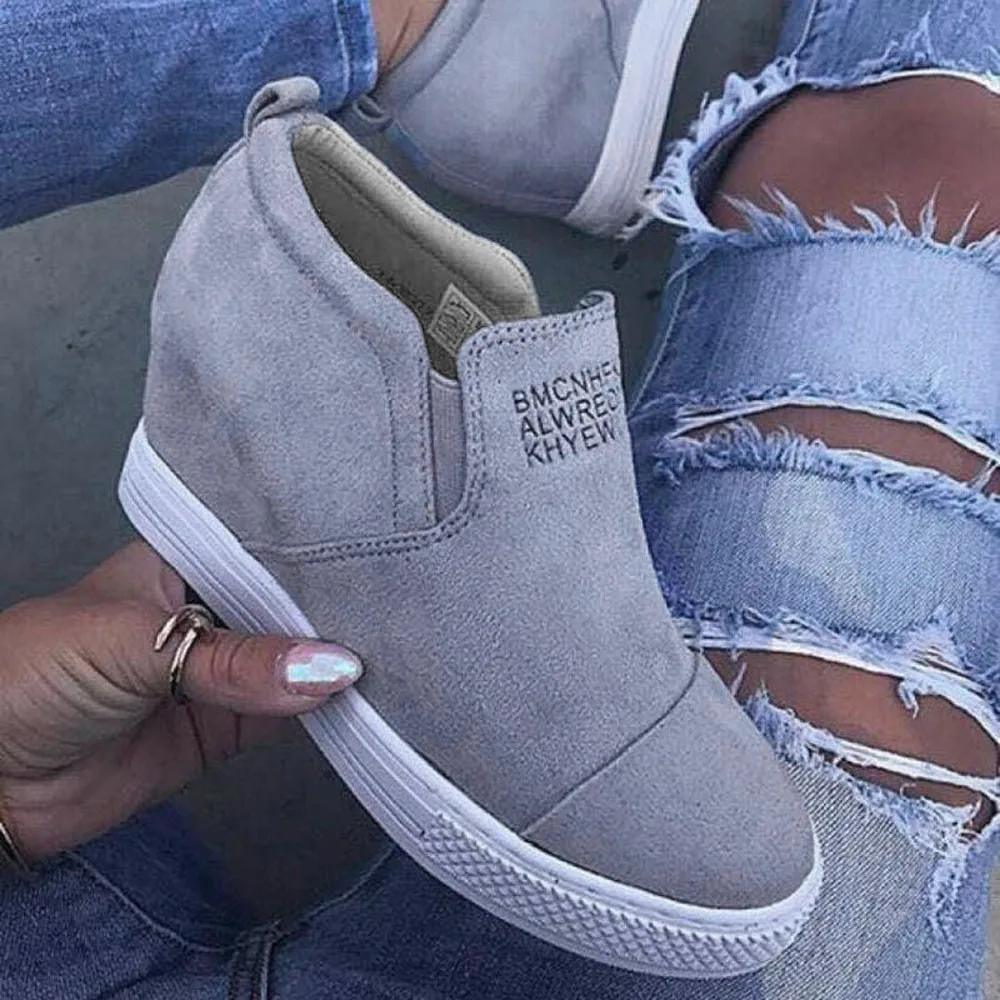 

Ladies Flock Ankle Letter casual shoes women 2019 plattform Increasing Wedges running shoes women sneakers zapatos de mujer#G8
