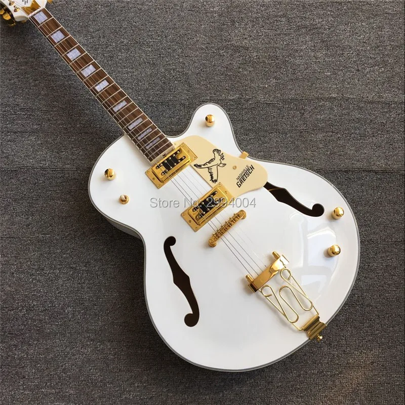 

The high quality OEM Gib Guitars white Gretsch falcon jazz electric guitar with semi hollow guitar boby