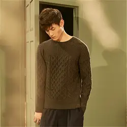 Новая мода 100% ручной работы из чистой шерсти Oneck вязать для мужчин витой свитер-пуловер грубой вязки один и более размеры