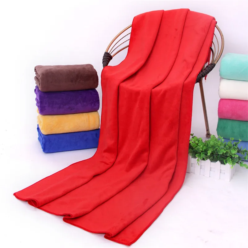 17 цветов микрофибра ткань банное полотенце 140*70 см 310 г пляжное полотенце супермягкое простая для тренажёрного зала быстросохнущая ткань полотенце s ванная комната для взрослых - Цвет: Red