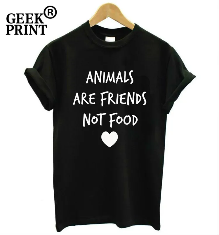 Animals Are Friends not food Женская забавная футболка с принтом логотипа футболки для леди