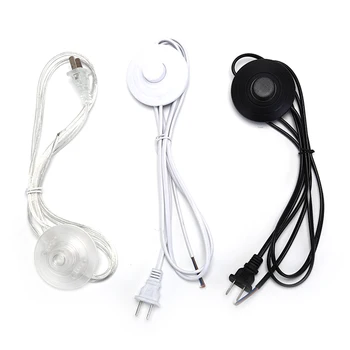

New 1Pc AC 250V 2A Push On/Push Off Two Inline Foot Pedal Push Switch With Power Line Lighting Lamp Round Foot Switch