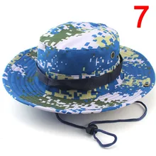 Мужские и женские солнцезащитные шляпы, 1 шт., камуфляжная Панама с веревочкой, шапка для рыбака, военная Панама, сафари, Boonie