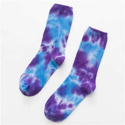 Высококачественные хлопковые носки для скейтеров, мужские носки до колена, забавные носки для велоспорта, бега, пешего туризма, Tie Dye Sox - Цвет: Небесно-голубой
